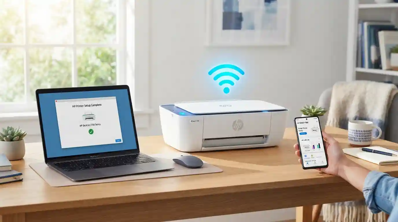 HP printer connected to a home WiFi network during setup